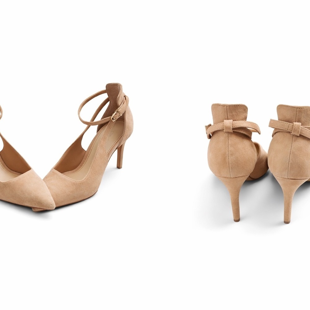 Gianni Bini 4 inch Nude Suede Pointed Toe Ankle Strap Heels Pumps Size 7.5 - Picture 4 of 4